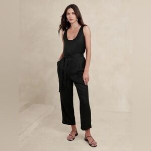 Banana Republic Black Sleeveless Tie Waist Jumpsuit